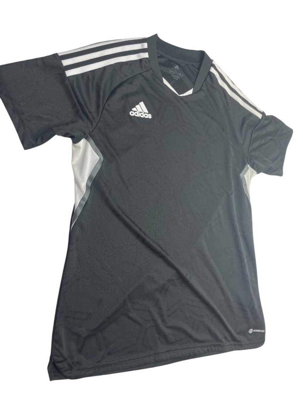 Adidas Aeroready Black White Striped Soccer Jersey Shirt Mens Large 13d